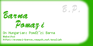 barna pomazi business card